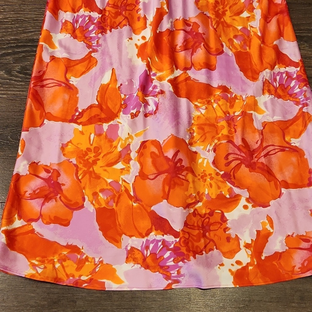 ❤️ N NATORI FLORAL SATIN SLIP DRESS, SMALL - Picture 4 of 11